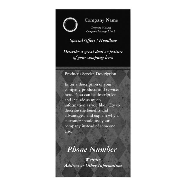 Custom Rack Card, Classic Black Design, Print Your Card (Front)