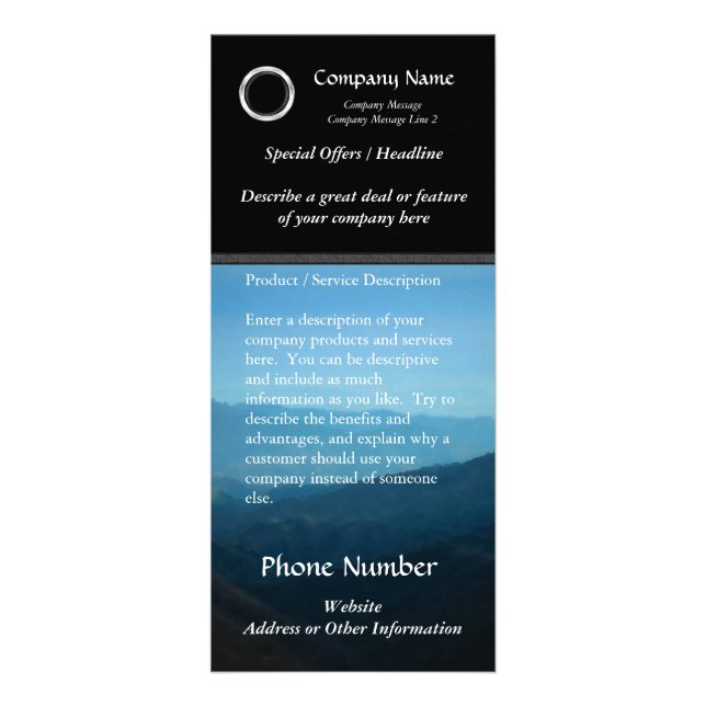 Custom Rack Card, Classic Black Design, Print Your Rack Card (Front)