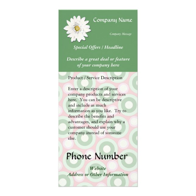 Custom Rack Card, Pink and Green Spa, Health, Hair Card (Front)