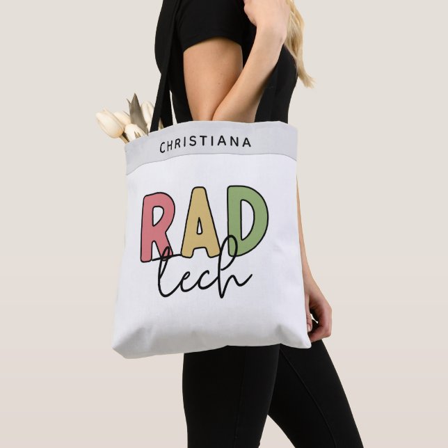 Custom Rad Tech Radiologic Technologist Radiology Tote Bag (Close Up)
