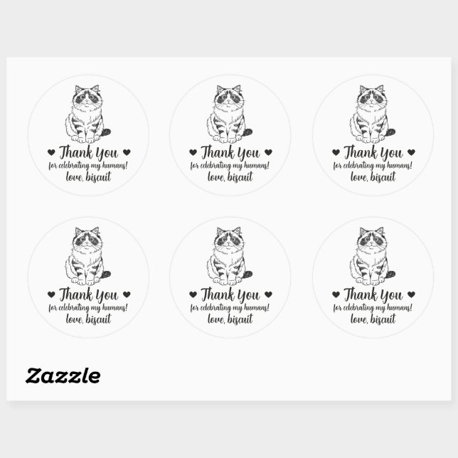 Custom Ragdoll Cat Wedding Favour Stickers (Sheet)