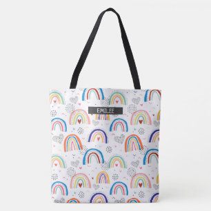 Custom Rainbow All-Over Name Tote Bag
