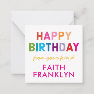 Custom Rainbow Birthday Friend Gift Enclosure Card
