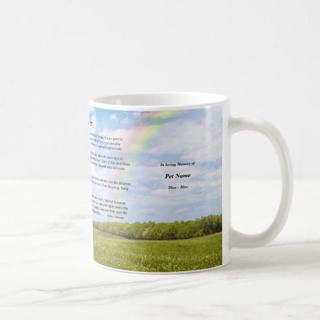 Custom Rainbow Bridge Mug, FEMALE Dog Coffee Mug (Right)