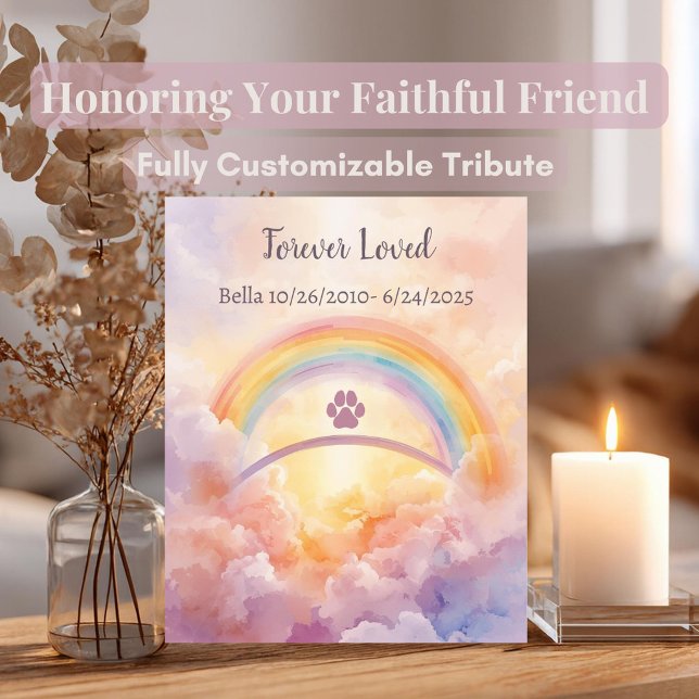 Custom Rainbow Bridge Pet Memorial Plaque (Personalized Rainbow Bridge pet memorial plaque. A beautiful, comforting tribute to your best friend)