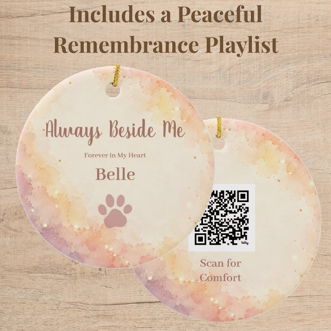 Custom Rainbow Bridge Pet Ornament with QR Code (Rainbow Bridge pet memorial ornament with QR code, a personalized keepsake for remembering a beloved)