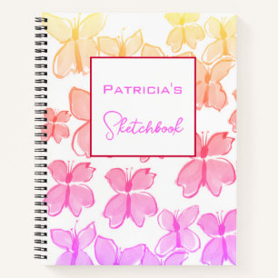 Custom Rainbow Butterfly Sketchbook  Notebook