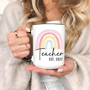Custom Rainbow Coffee Cup for Teacher & Educators