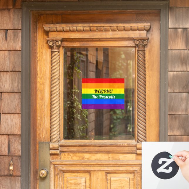 Custom Rainbow Flag Pride Month Window Cling (Home Door)