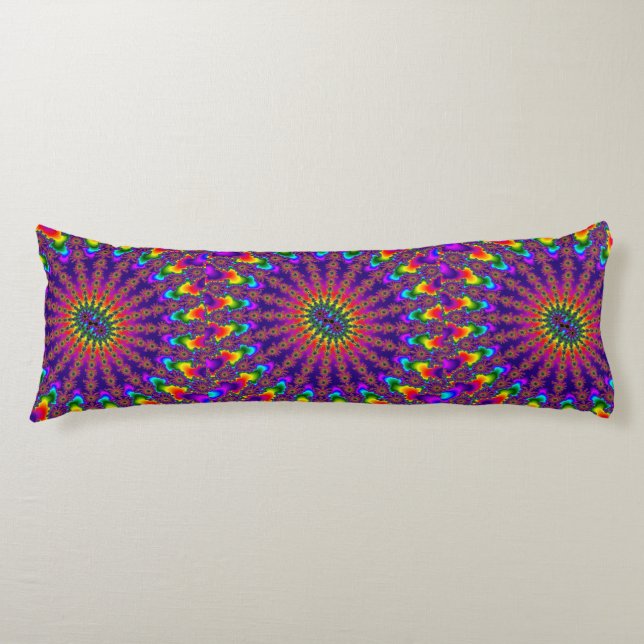 Custom Rainbow Fractal Burst Body Pillow (Front)