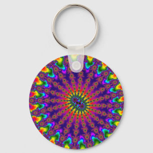 Custom Rainbow Fractal Burst Keychain
