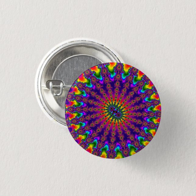 Custom Rainbow Fractal Burst Small Button (Front & Back)