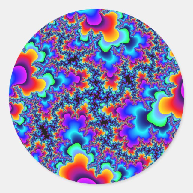 Custom Rainbow Fractal Large Round Stickers (Front)