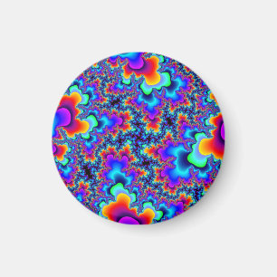 Custom Rainbow Fractal Small Round Magnet
