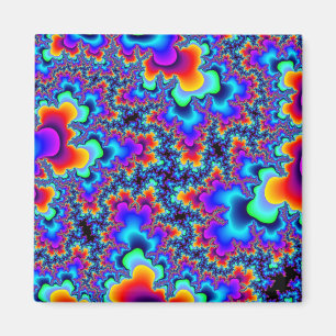 Custom Rainbow Fractal Square Magnet