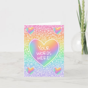 Custom Rainbow Hearts Doodles Greeting Card