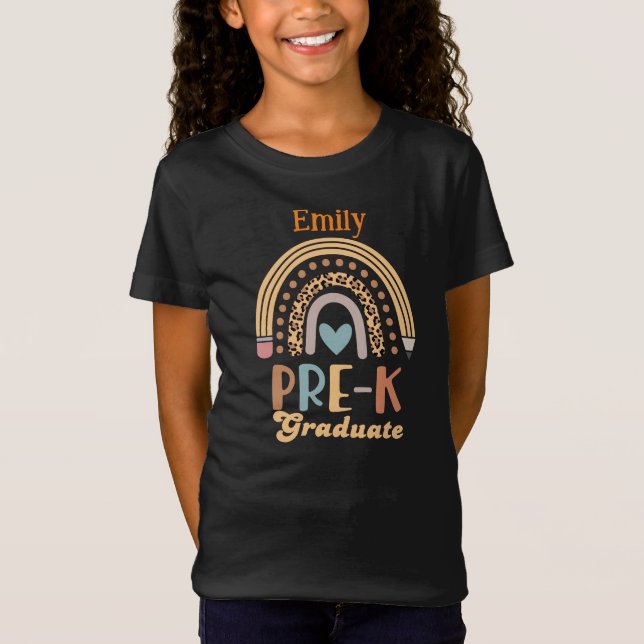 Custom Rainbow Leopard Pre-K Graduation T-Shirt (Front)
