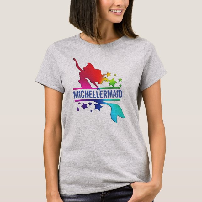 custom rainbow monogram mermaid name shirt design (Front)