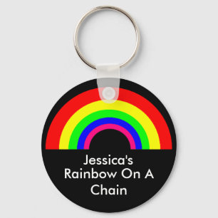 CUSTOM Rainbow On A Chain Key Ring