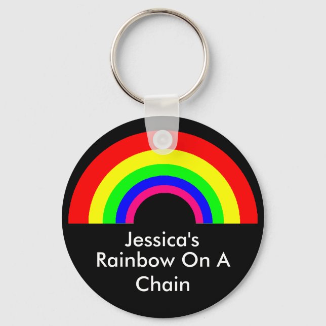 CUSTOM Rainbow On A Chain Key Ring (Front)