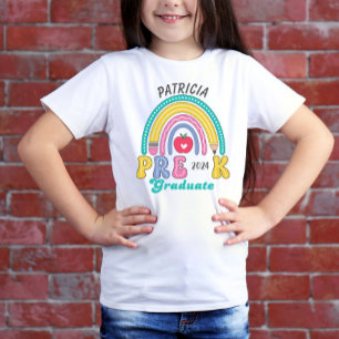Custom Rainbow Pencil Pre K Grad for Girls T-Shirt