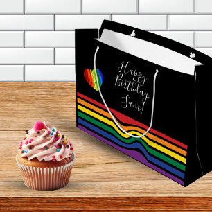 Custom Rainbow Pride Heart Gift Bag