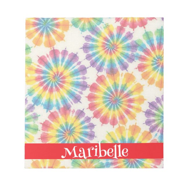 Custom Rainbow Psychedelic Retro Tie Dye Notepad (Front)