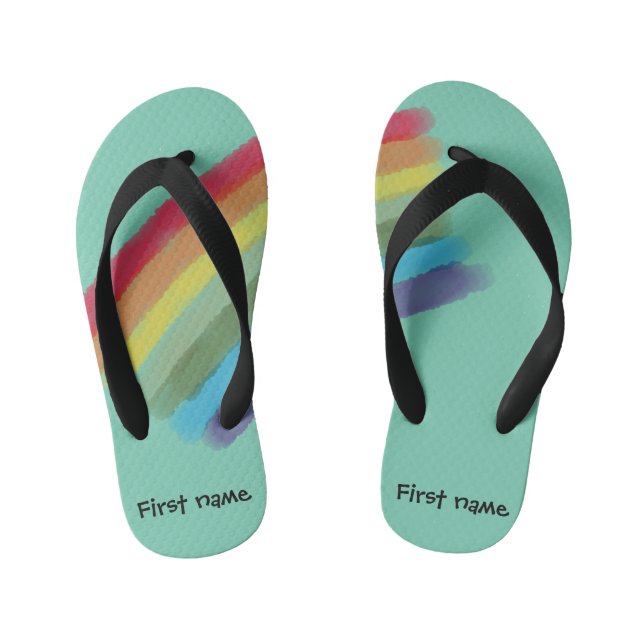 Custom Rainbow Slippers Kid's Jandals (Footbed)