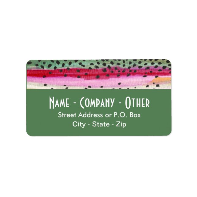 Custom Rainbow Trout Skin Fishing Label (Front)