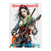 Custom Rainbow Warrior Girl Guitarist Art Inspired