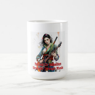 Custom Rainbow Warrior Girl Guitarist Art Inspired Coffee Mug