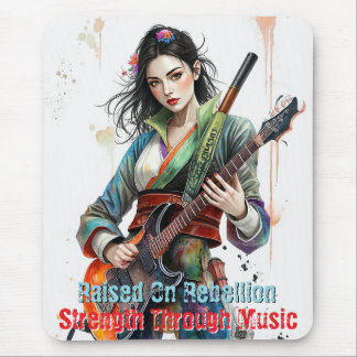 Custom Rainbow Warrior Girl Guitarist Art Inspired Mouse Pad