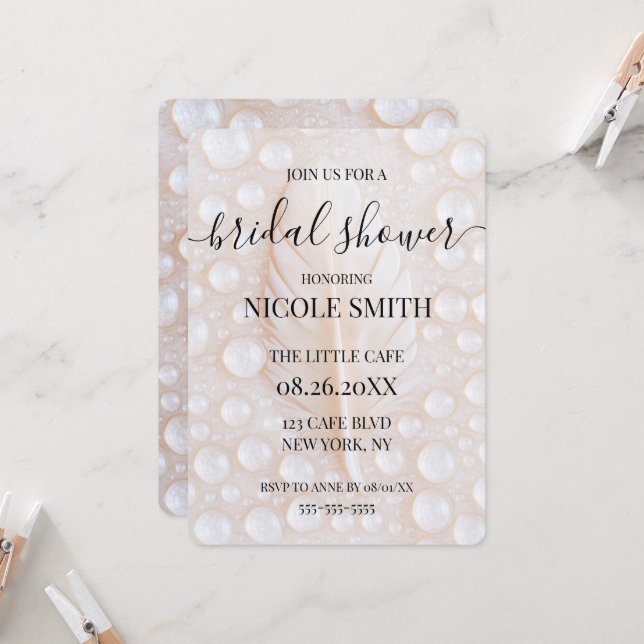 Custom Raindrops Feather Bridal Shower Invitation (Front/Back In Situ)