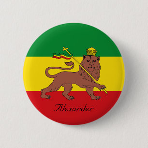 Custom Rastafarian Flag of Ethiopia Lion of Judah 6 Cm Round Badge