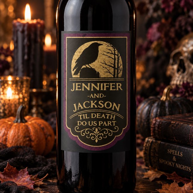 Custom Raven Til Death do us Part Wedding  Wine Label (Custom Raven Til Death do us Part Wedding Wine Label)