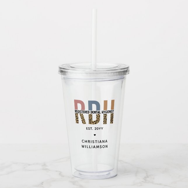 Custom RDH Registered Dental Hygienist Gifts Acrylic Tumbler (Front)