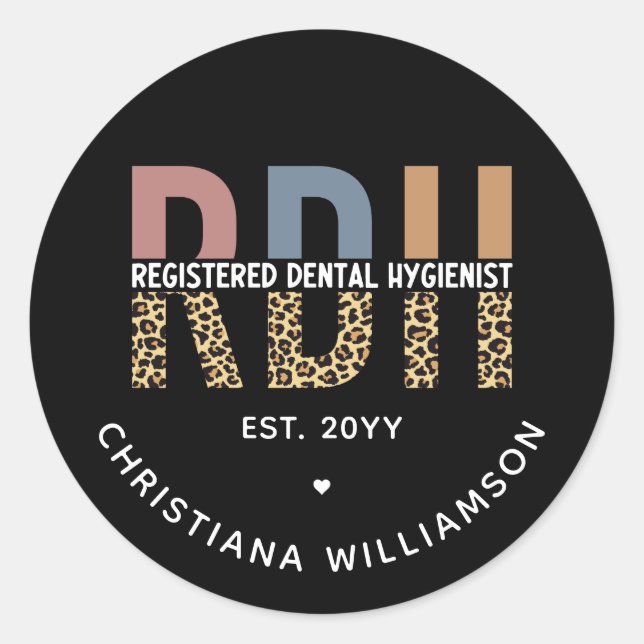 Custom RDH Registered Dental Hygienist Gifts Classic Round Sticker (Front)