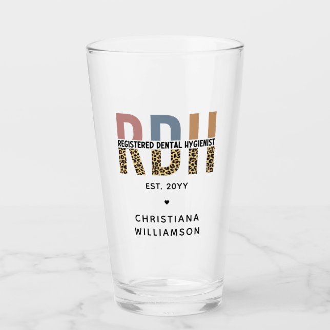Custom RDH Registered Dental Hygienist Gifts  Glass (Front)