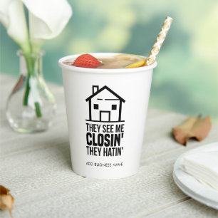 Custom Real Estate Agent Business Name Any Colour Paper Cups
