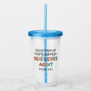 Custom Real Estate Agent Funny Awesome Realtor Acrylic Tumbler