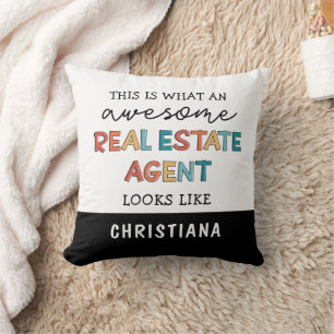 Custom Real Estate Agent Funny Awesome Realtor Cushion