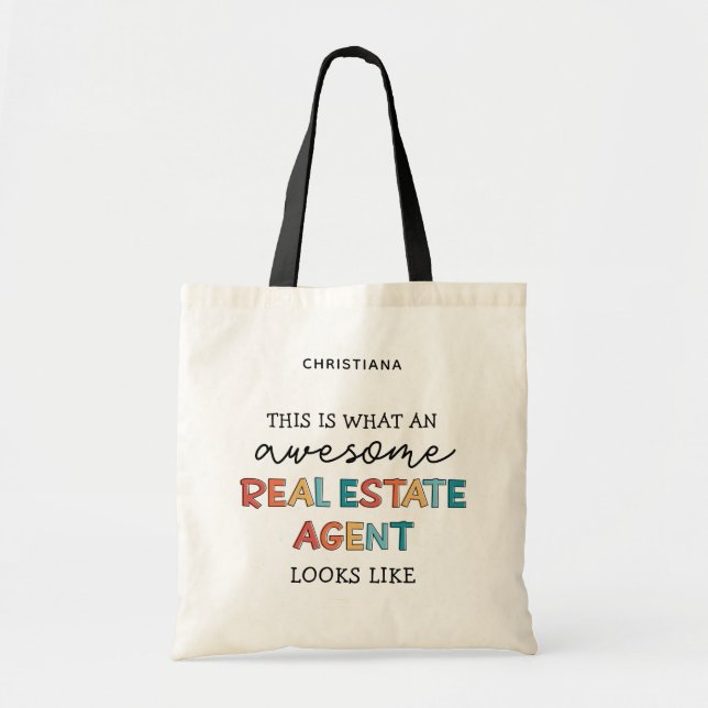 Custom Real Estate Agent Funny Awesome Realtor Tote Bag (Front)