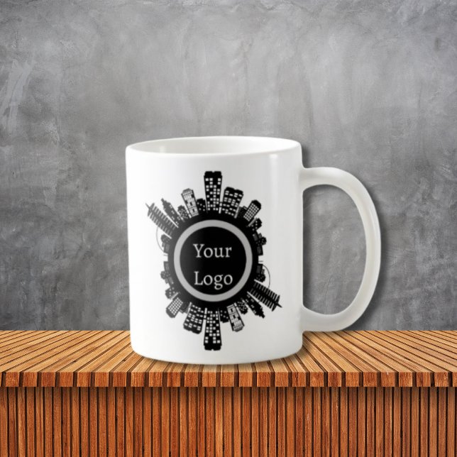 Custom Real Estate Agent Mug - Building Skyline (Custom Real Estate Agent Mug - Building Skyline - Personalized Logo Coffee Cup for Realtors)