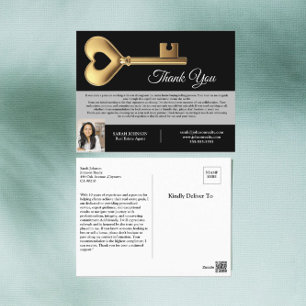 Custom Real Estate Agent  Thank You To Client Postcard