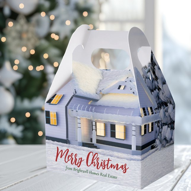 Custom Real Estate Business Home Christmas Party Favour Box (Creator Uploaded)