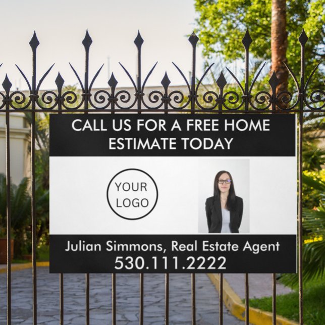 Custom Real Estate Business Logo Photo Marketing Banner (real estate home valuation banner)