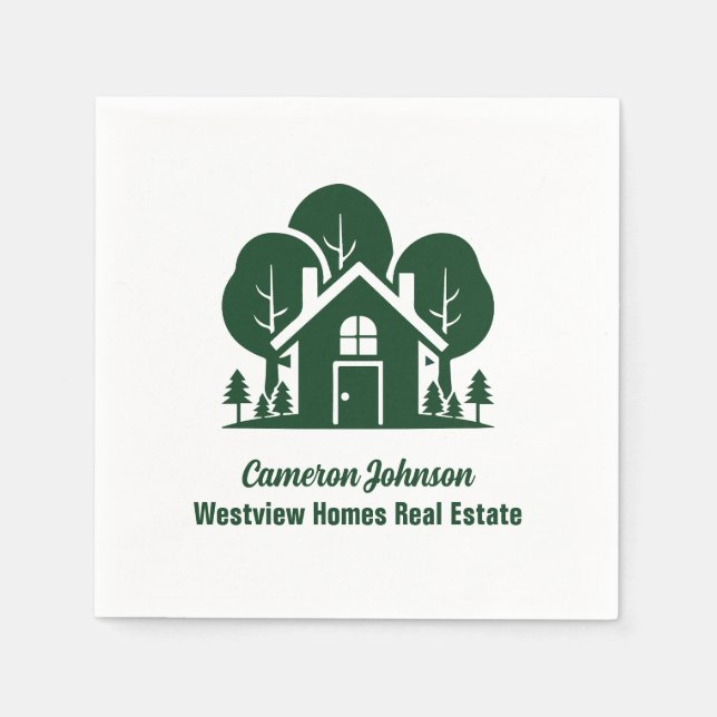Custom Real Estate Company Forest Open House Napkin (Front)