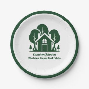 Custom Real Estate Company Forest Open House Paper Plate