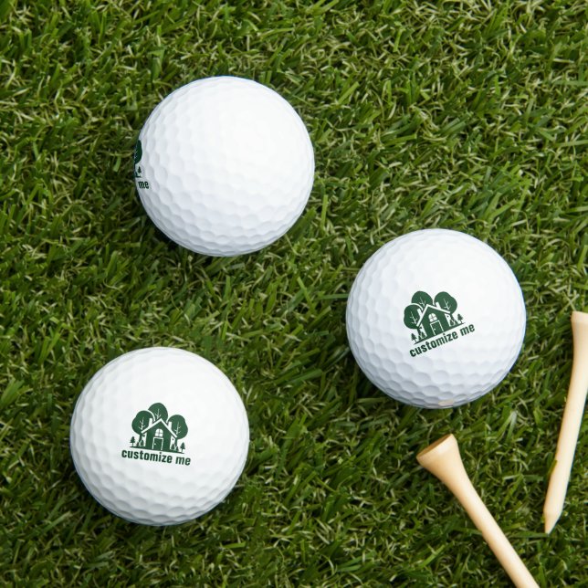 Custom Real Estate Company Green Forest House Golf Balls (Insitu Grass)