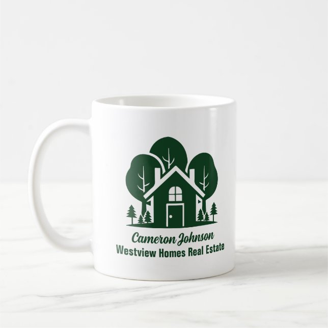Custom Real Estate Company Green Home Coffee Mug (Left)